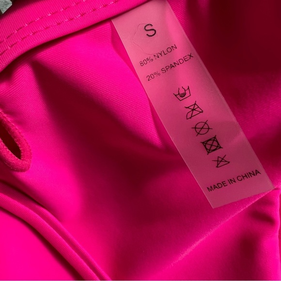 SUUKSESS HOT PINK HIGH WAISTED CHEEKY TRIANGLE BIKINI SIZE SMALL - Picture 11 of 11